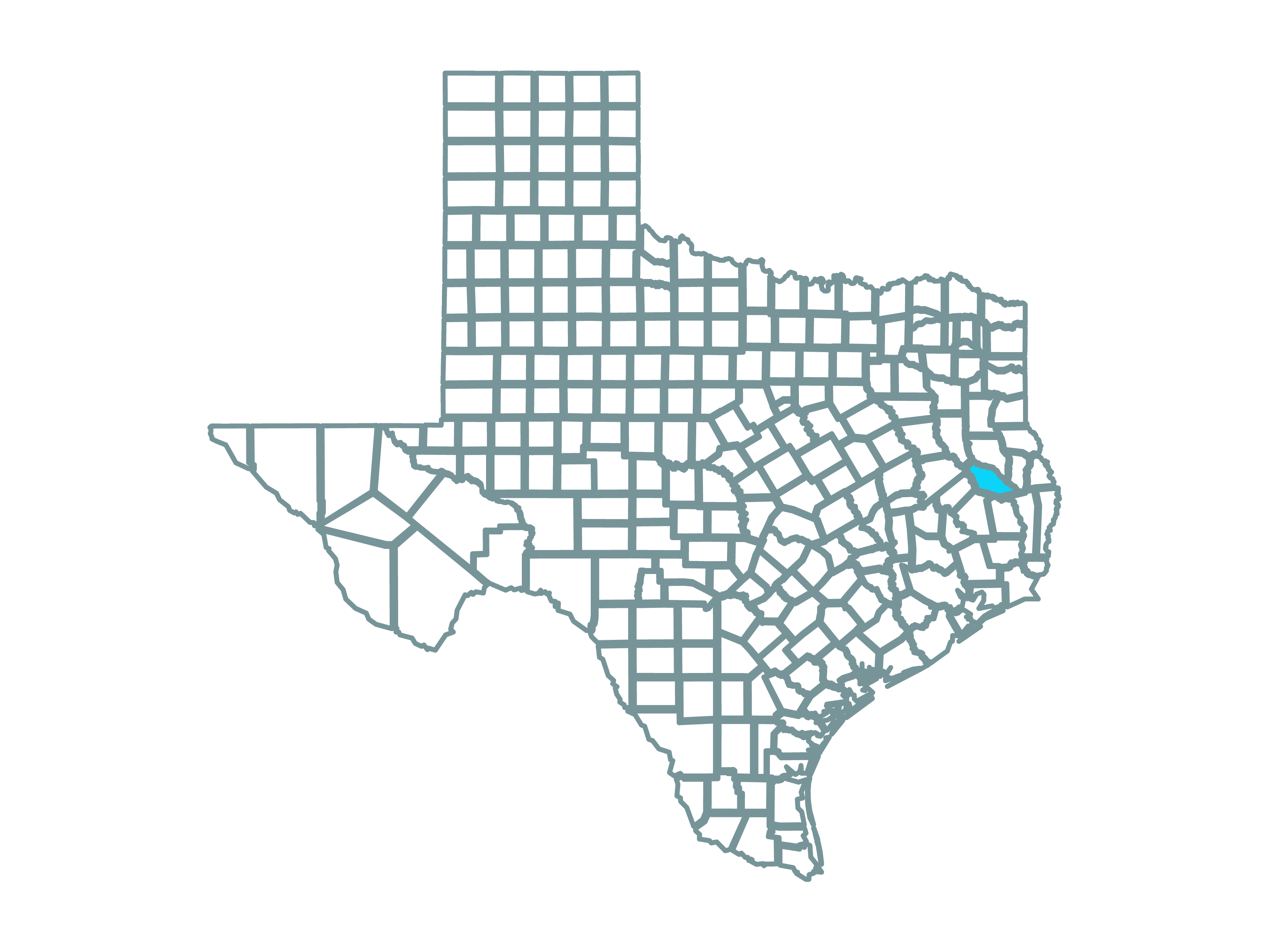 a map showing the state of texas and highlighting angelina county where the azalea springs solar park is located.
