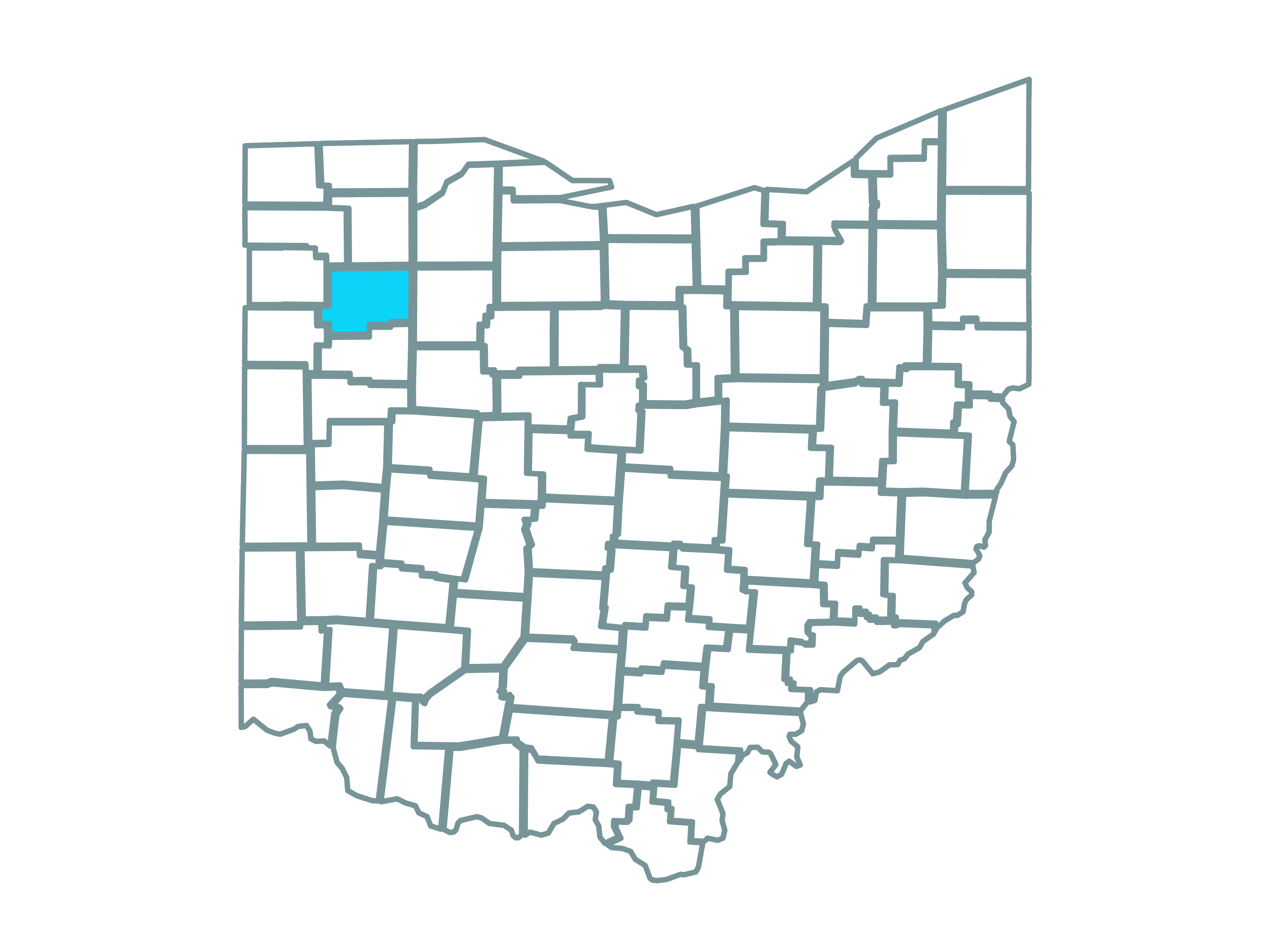 Map showing Putnam County in Ohio where the Blue Harvest Solar Park is located.