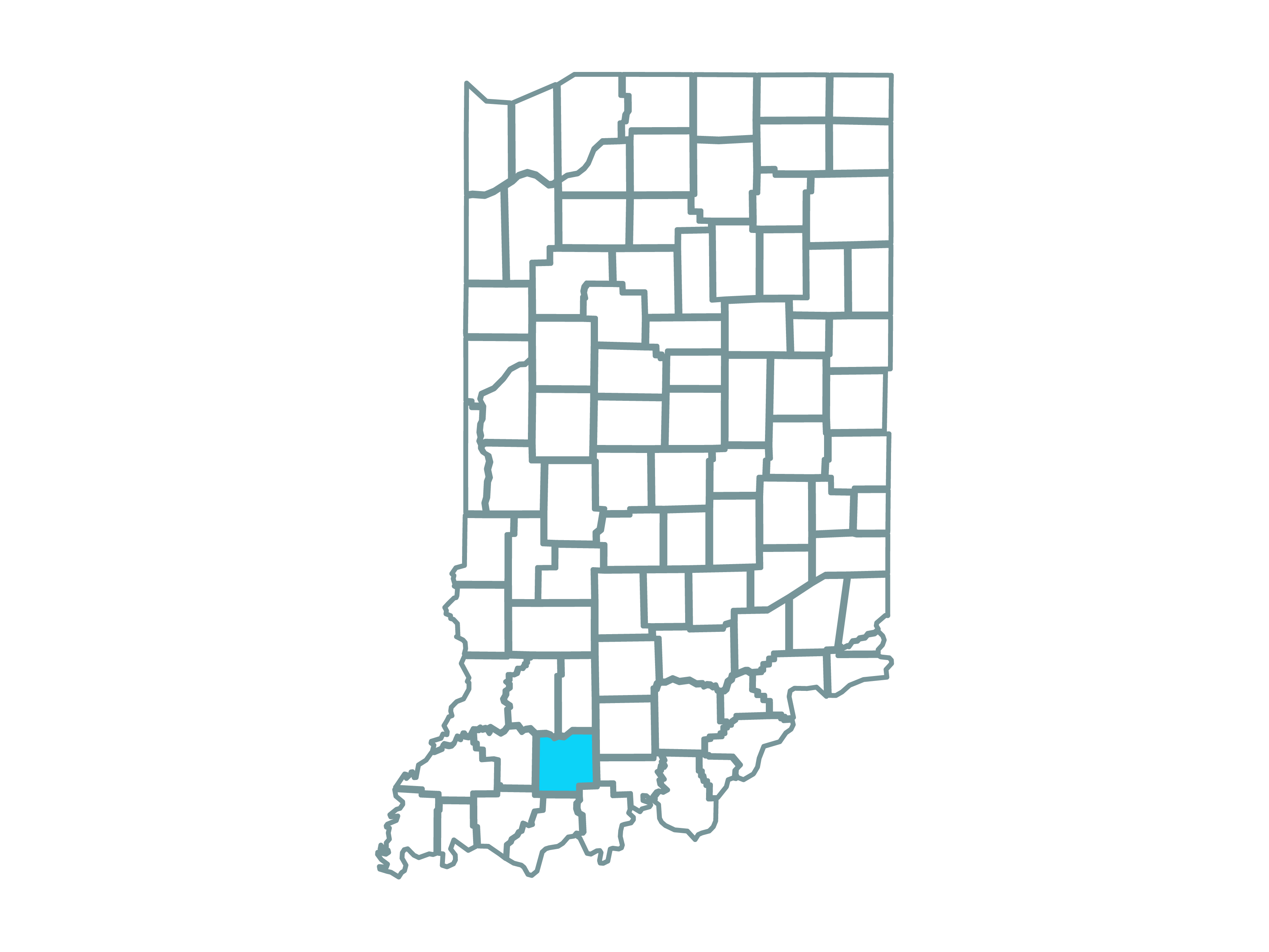 a map showing the state of indiana and highlighting dubois county where the duff solar park is located.