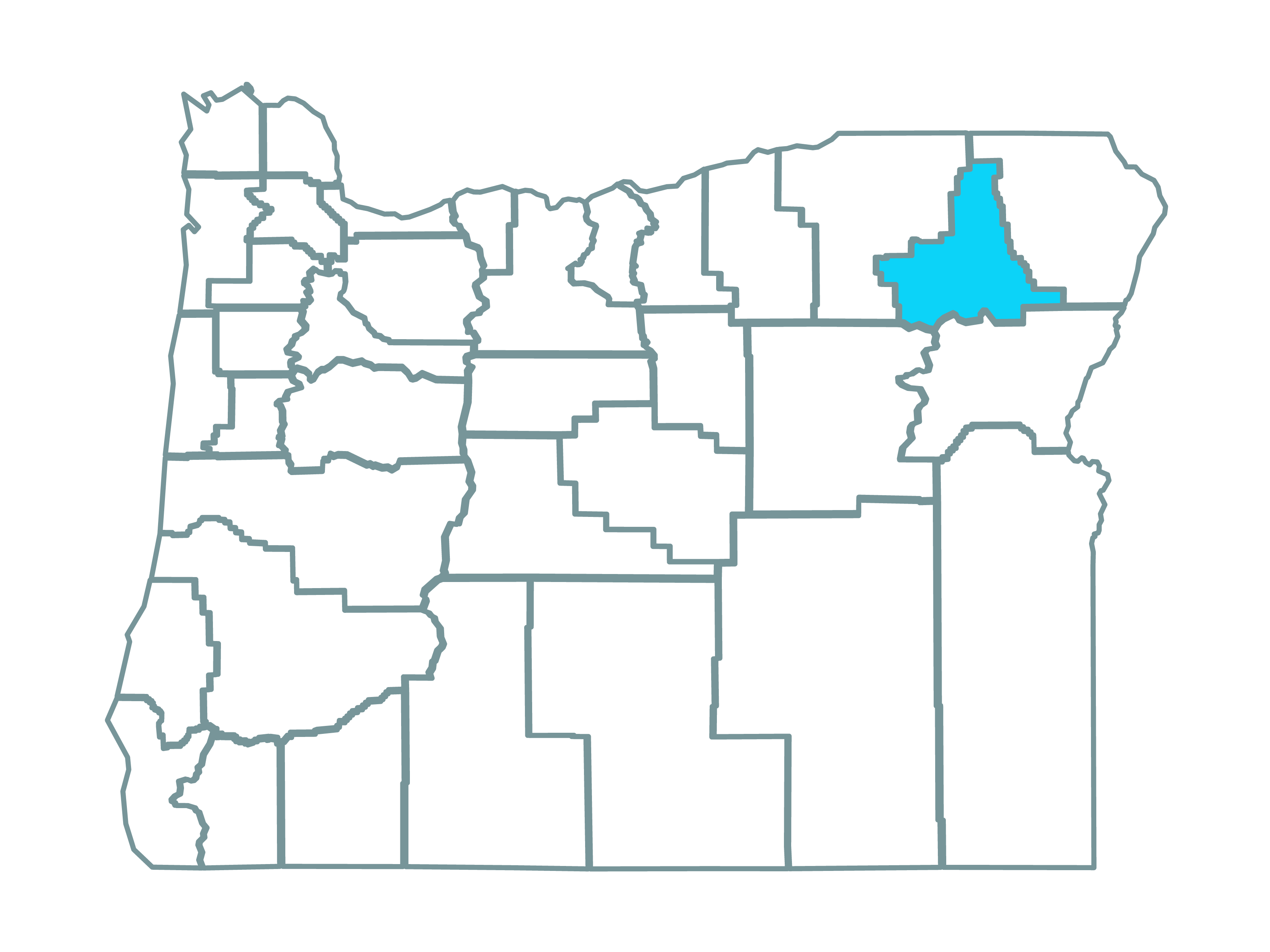 a map showing the state of oregon and highlighting union county where the elkhorn valley wind farm is located.