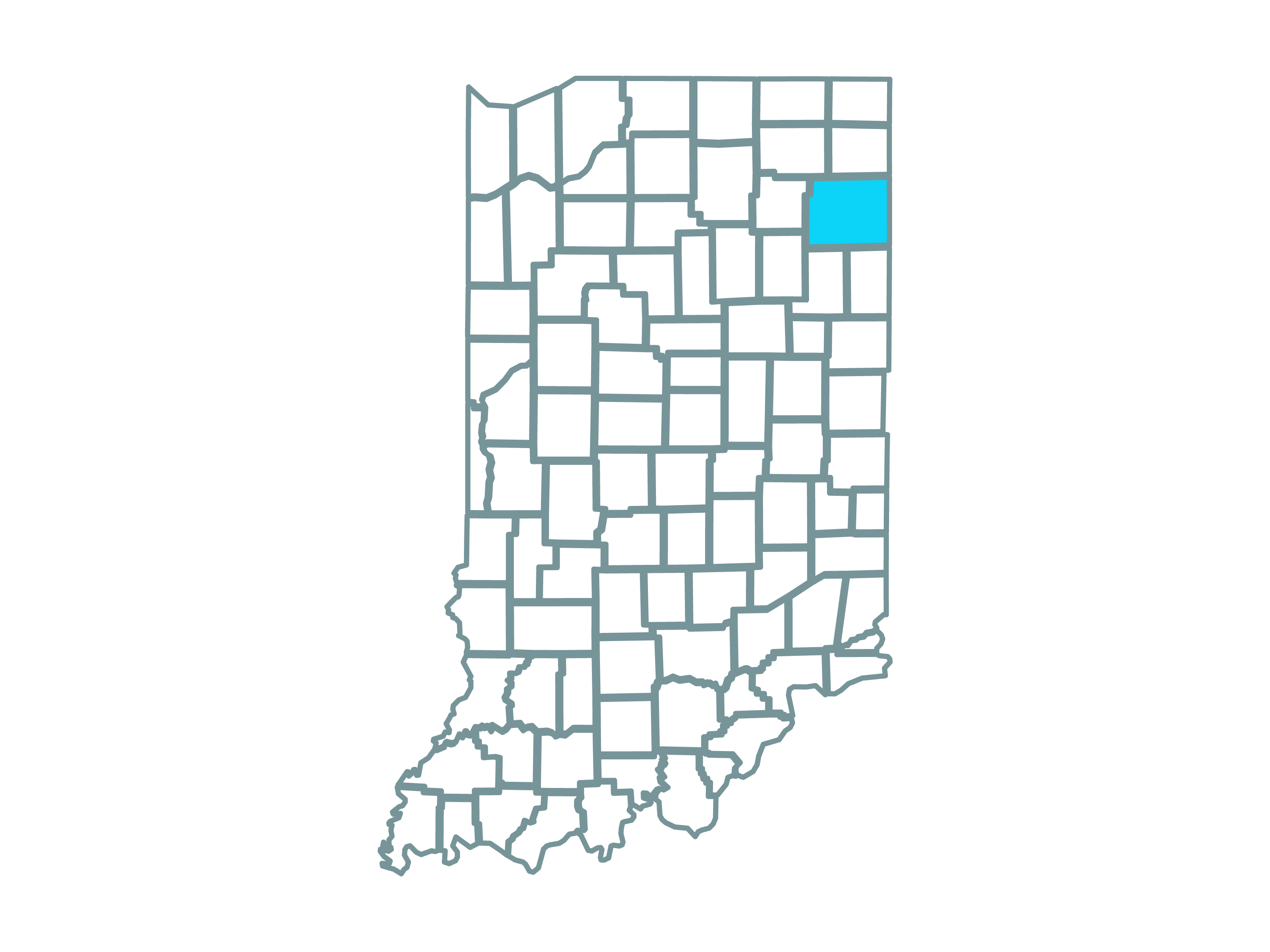 a map showing the state of indiana and highlighting allen county where the flatrock creek solar park is located.