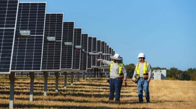 Solar technician at solar park