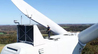 operator on top of turbine