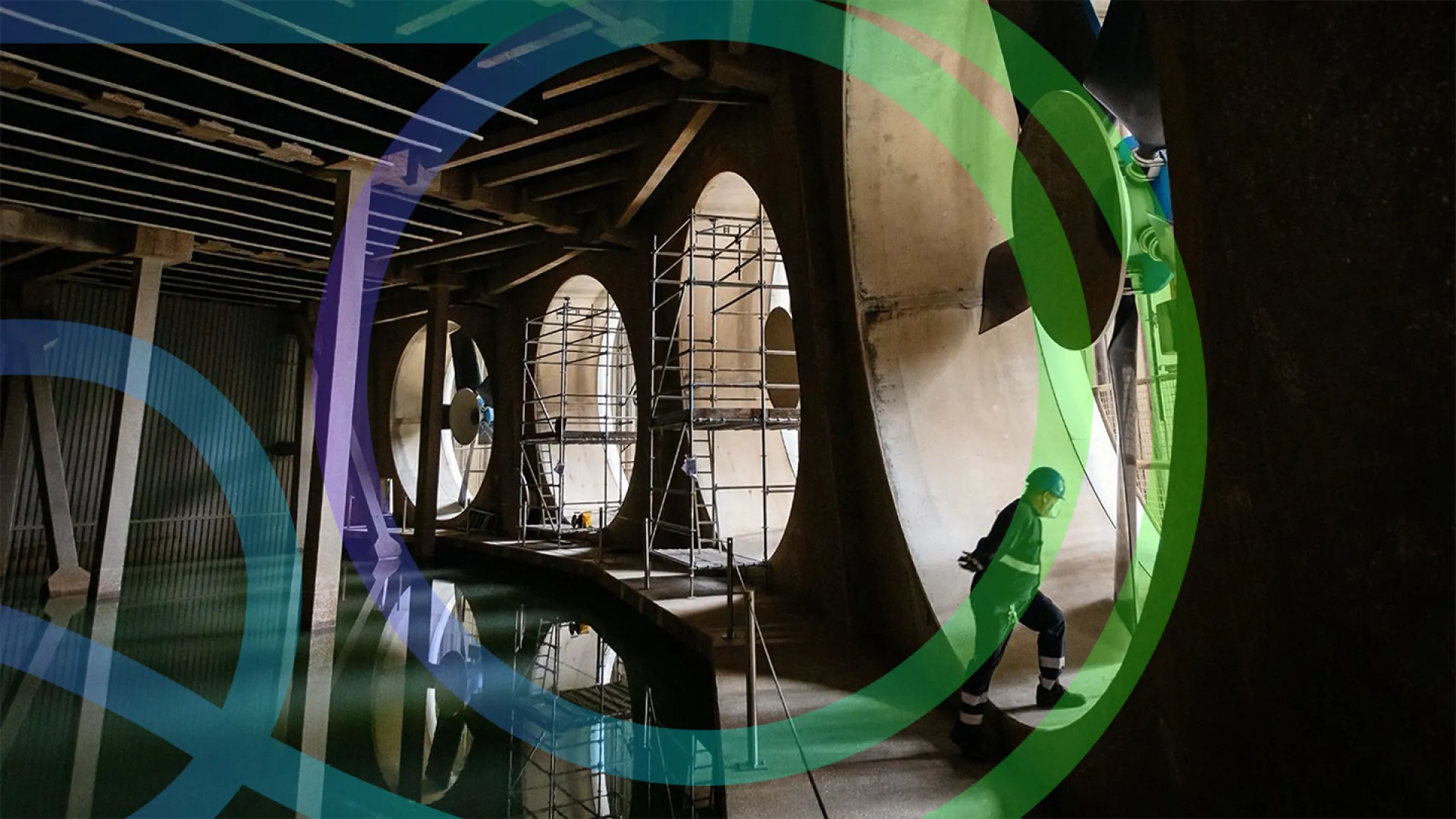 worker inside a dam.