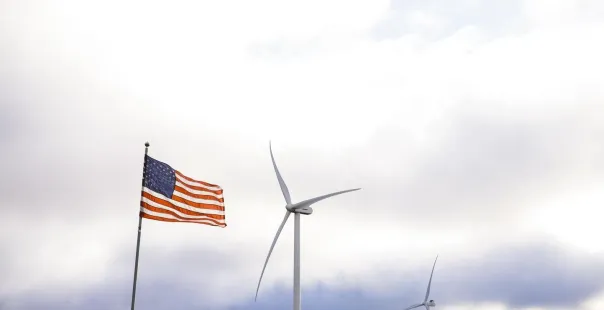 American flag and wind energy