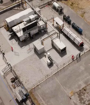 Vista aérea do projeto piloto de hidrogénio do Ribatejo