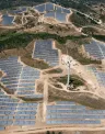Aerial view of a solar park installation 
