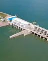 Vista de cima da usina Enerpeixe de geração de energia elétrica
